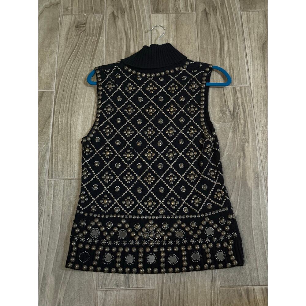 Carlisle bead studded vest - Edgy Rocker Knit - Size L 🔥